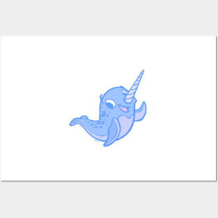 Happy Little Ice Narwhal Waves Hi! Posters and Art